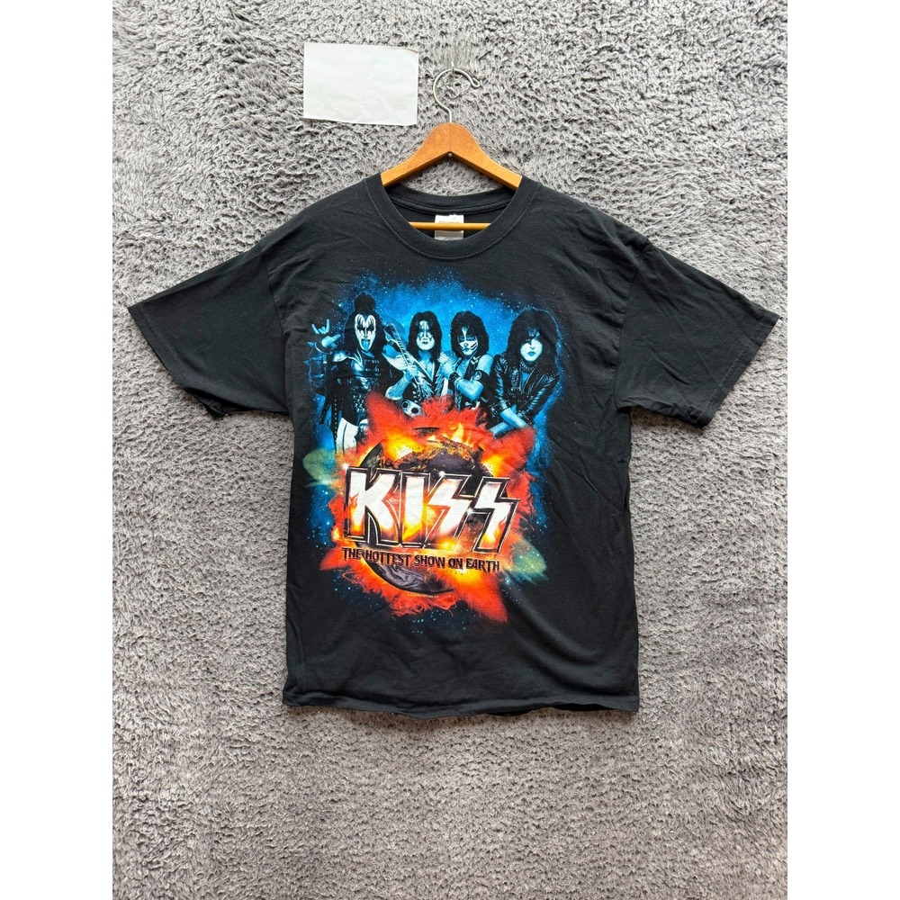 KISS The Hottest Show on Earth 2010 Tour Graphic Crewneck T-Shirt Black Size L